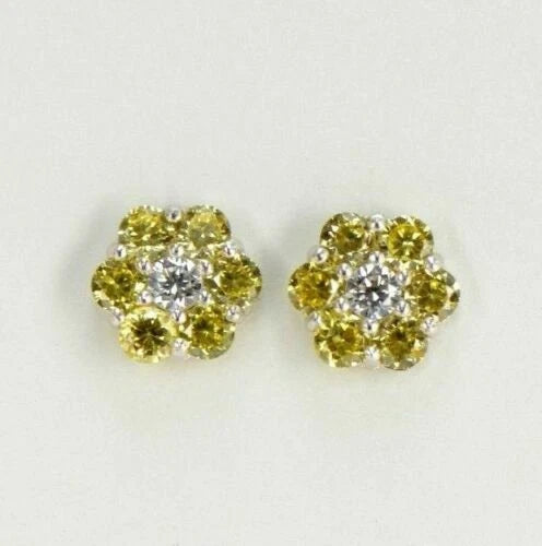 14k White Gold Flower Stud Earrings with Screw Back