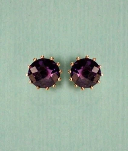 14k Solid Yellow Gold 6mm Round Birthstone Screw Back Earrings for Women