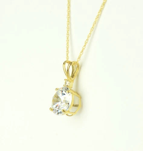 14k Round CZ Birthstone Pendant