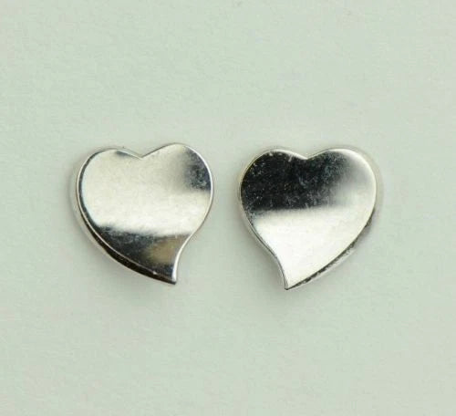 14K Solid White Yellow Gold Heart Shape Stud Earrings