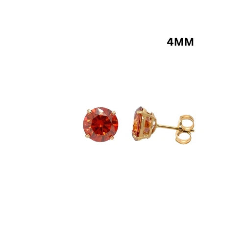 14K Gold GRA Certified D-VVS1 Round Orange Moissanite PushBack Studs Earrings