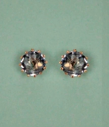 14k Solid Yellow Gold 6mm Round Birthstone Screw Back Earrings for Women