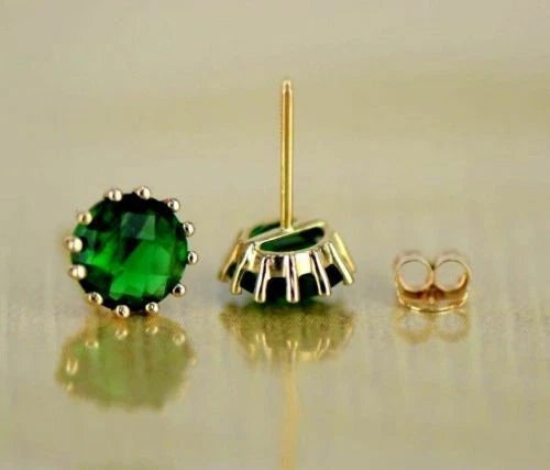 14k Solid Yellow Gold 6mm Round Birthstone Push Back Earrings