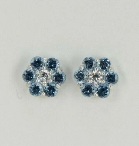 14k White Gold Flower Stud Earrings with Screw Back
