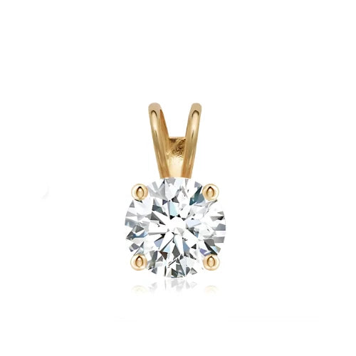 14K Yellow and White Gold GRA Certified D-VVS1 Round Moissanite Pendant