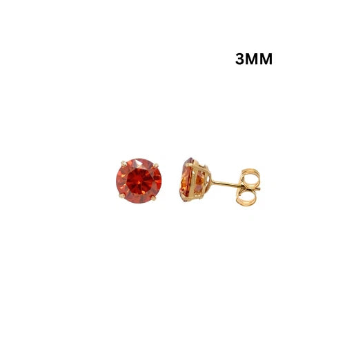 14K Gold GRA Certified D-VVS1 Round Orange Moissanite PushBack Studs Earrings