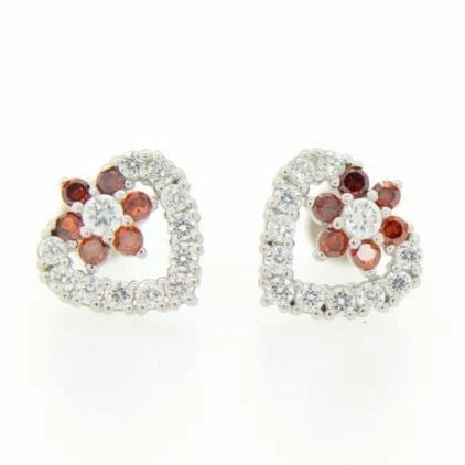 14K White Gold Heart Shape CZ Stud Earrings