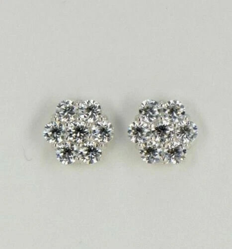 14k White Gold Flower Stud Earrings with Screw Back