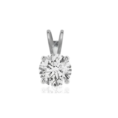 14K Yellow and White Gold GRA Certified D-VVS1 Round Moissanite Pendant
