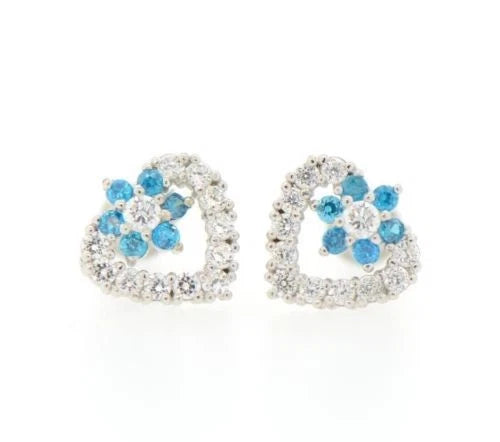 14K White Gold Heart Shape CZ Stud Earrings