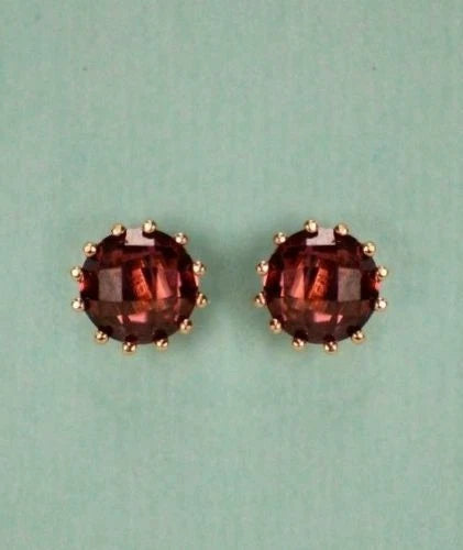 14k Solid Yellow Gold 6mm Round Birthstone Push Back Earrings