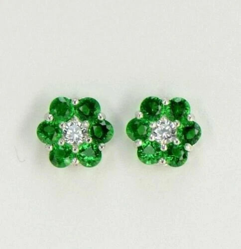 14k White Gold Flower Stud Earrings with Screw Back