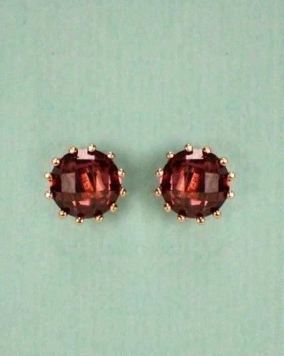 14k Solid Yellow Gold 6mm Round Birthstone Screw Back Earrings for Women