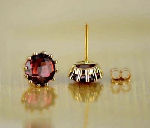 14k Solid Yellow Gold 6mm Round Birthstone Push Back Earrings