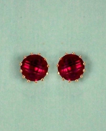 14k Solid Yellow Gold 6mm Round Birthstone Push Back Earrings