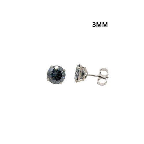 14K Gold GRA Certified D-VVS1 Round Gray Moissanite PushBack Studs Earrings