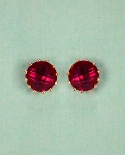 14k Solid Yellow Gold 6mm Round Birthstone Screw Back Earrings for Women