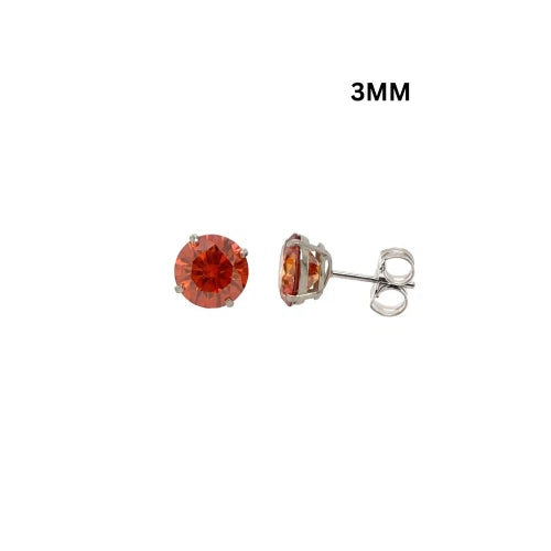 14K Gold GRA Certified D-VVS1 Round Orange Moissanite PushBack Studs Earrings