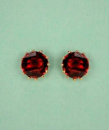 14k Solid Yellow Gold 6mm Round Birthstone Screw Back Earrings for Women
