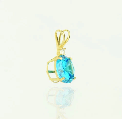 14k Round CZ Birthstone Pendant