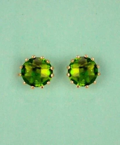 14k Solid Yellow Gold 6mm Round Birthstone Push Back Earrings