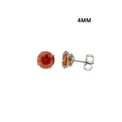 14K Gold GRA Certified D-VVS1 Round Orange Moissanite PushBack Studs Earrings