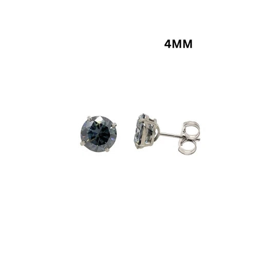 14K Gold GRA Certified D-VVS1 Round Gray Moissanite PushBack Studs Earrings