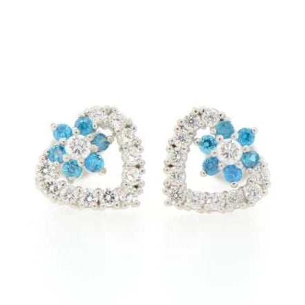 14K White Gold Heart Shape CZ Stud Earrings