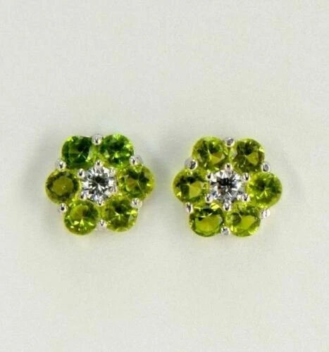 14k White Gold Flower Stud Earrings with Screw Back