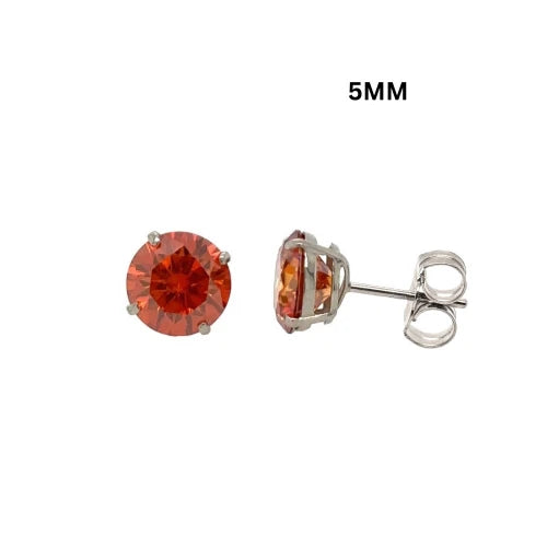 14K Gold GRA Certified D-VVS1 Round Orange Moissanite PushBack Studs Earrings