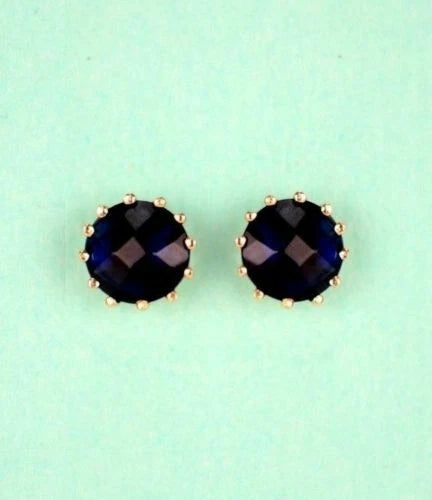 14k Solid Yellow Gold 6mm Round Birthstone Screw Back Earrings for Women
