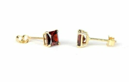 14k Yellow Gold Solid Square Princess Cut Birthstone 4MM CZ Stud Earrings