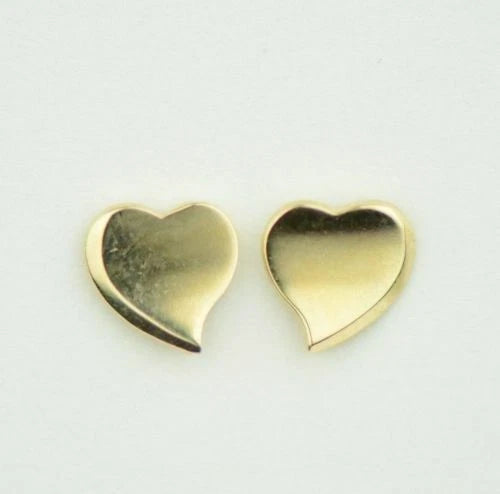 14K Solid White Yellow Gold Heart Shape Stud Earrings