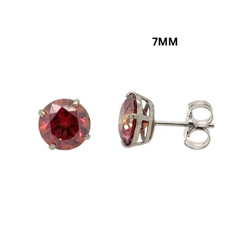 14K Gold GRA Certified D-VVS1 Watermelon Red Moissanite PushBack Studs Earrings