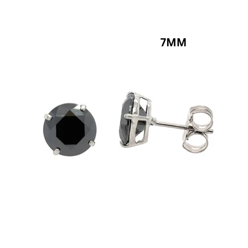 Gold 14K GRA Certified D-VVS1 Round Black Moissanite Push Back Studs Earrings