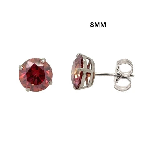 14K Gold GRA Certified D-VVS1 Watermelon Red Moissanite PushBack Studs Earrings