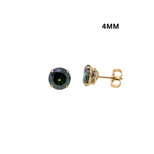 14K Gold GRA Certified D-VVS1 Rainbow Green Moissanite Push Back Studs Earrings