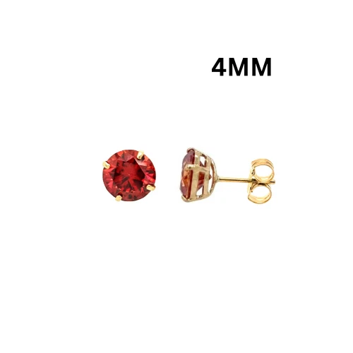14K Gold GRA Certified D-VVS1 Round Garnet Moissanite PushBack Studs Earrings