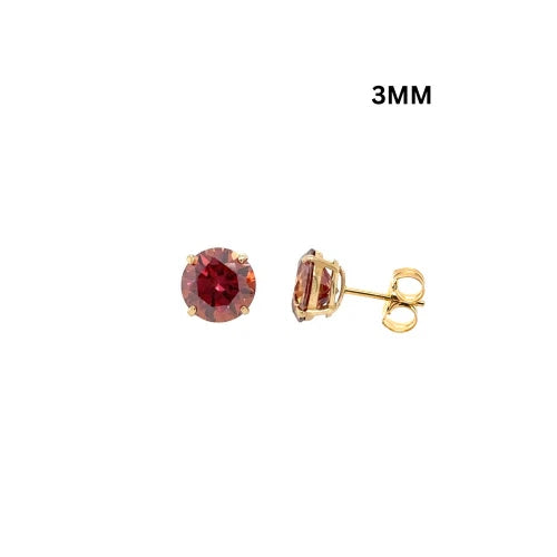 14K Gold GRA Certified D-VVS1 Watermelon Red Moissanite PushBack Studs Earrings