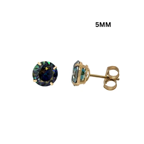 14K Gold GRA Certified D-VVS1 Rainbow Blue Moissanite Push Back Studs Earrings