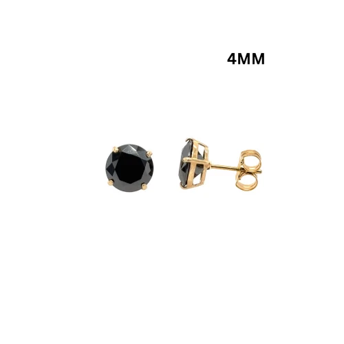 Gold 14K GRA Certified D-VVS1 Round Black Moissanite Push Back Studs Earrings