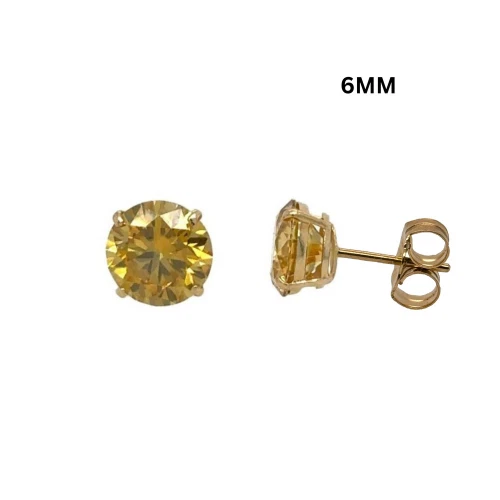14K Gold Certified GRA D-VVS1 Round Moissanite Push Back Studs Earrings