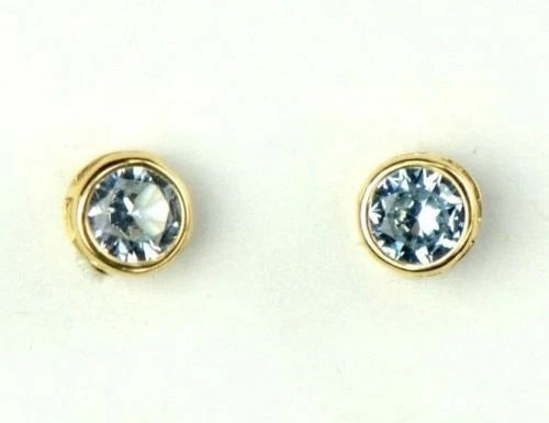 14K Round Bezel Set 4mm Yellow Gold Birthstone Earrings