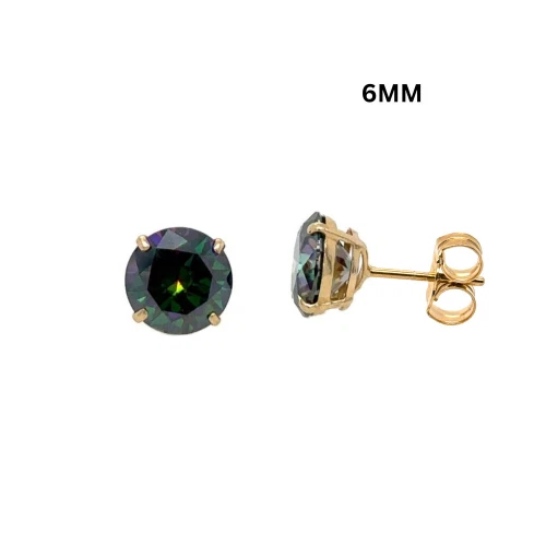 14K Gold GRA Certified D-VVS1 Rainbow Green Moissanite Push Back Studs Earrings