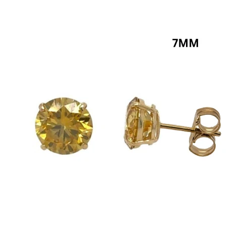 14K Gold Certified GRA D-VVS1 Round Moissanite Push Back Studs Earrings