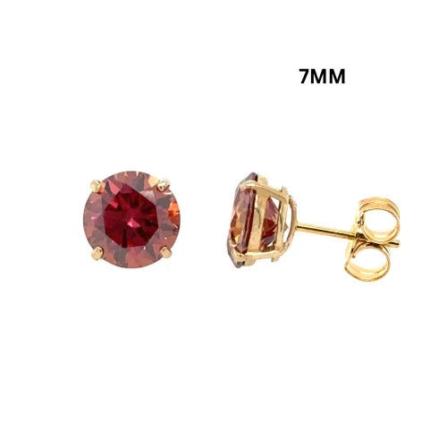14K Gold GRA Certified D-VVS1 Watermelon Red Moissanite PushBack Studs Earrings