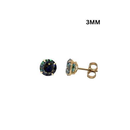 14K Gold GRA Certified D-VVS1 Rainbow Blue Moissanite Push Back Studs Earrings