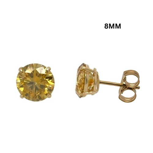 14K Gold Certified GRA D-VVS1 Round Moissanite Push Back Studs Earrings