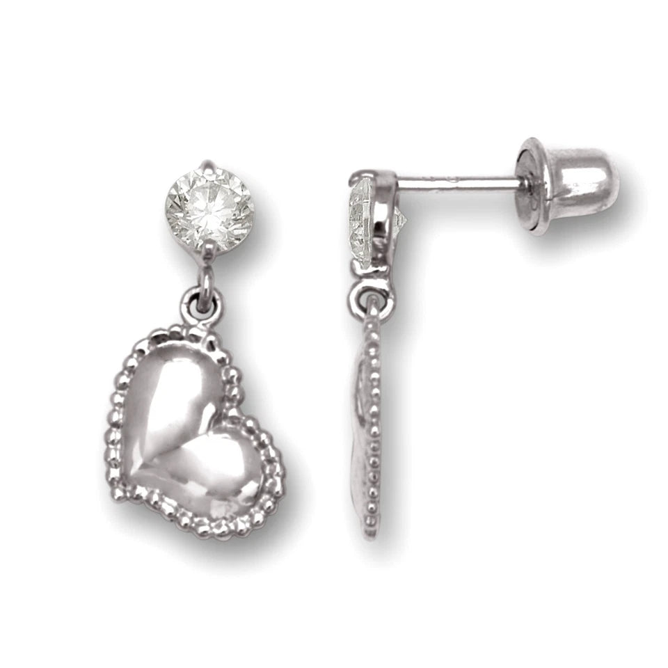 14K Yellow & White Gold Heart Shape Earrings