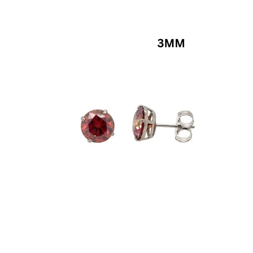 14K Gold GRA Certified D-VVS1 Watermelon Red Moissanite PushBack Studs Earrings